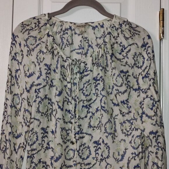 Lucky Brand blue white top Sz S - Picture 3 of 6